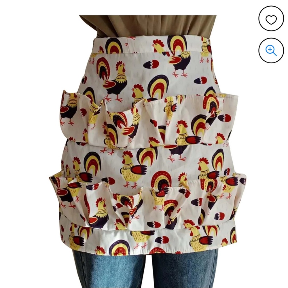 Egg collecting chicken print apron